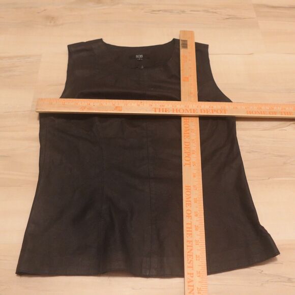 SAS Sportswear Women 2 Top Leather Sleeveless Round Neck Black - Picture 5 of 5